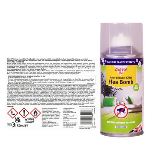 STV - Natural Insect Killer Flea Bomb - 150ml One Shot Aerosol