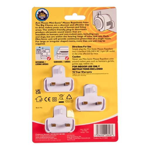 STV - Mini-Sonic Mouse Repellent - 3-Pack