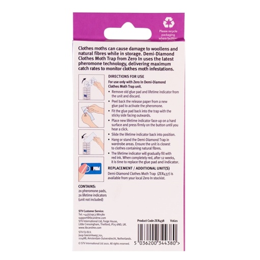 STV - Demi-Diamond Clothes Moth Killer Refill - Twinpack