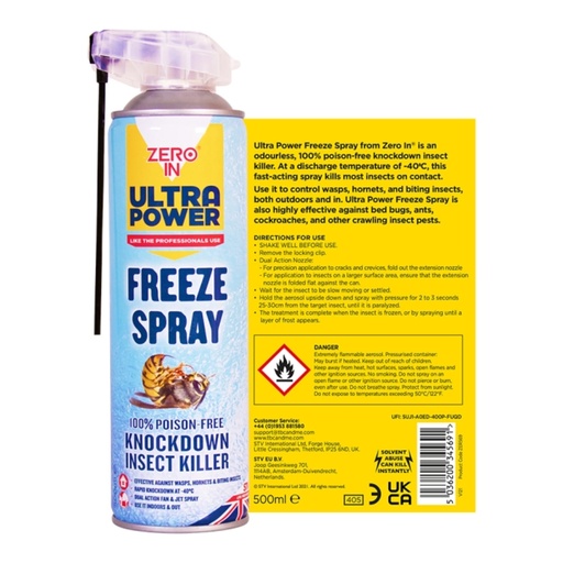 STV - Freeze Spray Knockdown Insect Killer - 500ml Dual Action Aerosol