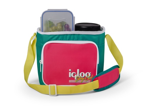 Igloo - Retro Square Cooler Lunch Bag - Dark Jade /Bold Magenta /Livewire Yellow