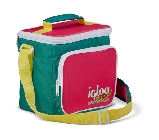 Igloo - Retro Square Cooler Lunch Bag - Dark Jade /Bold Magenta /Livewire Yellow