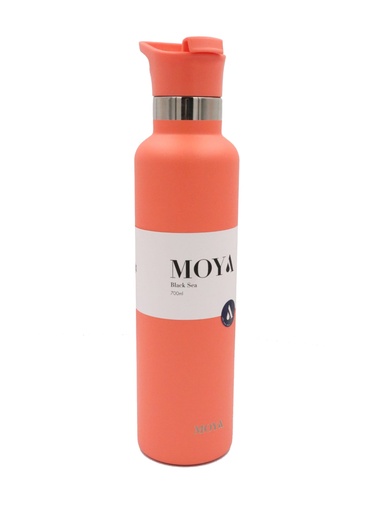 Moya - "Black Sea" 700ml Insulated Sustainable Water Bottle Coral Spout Lid