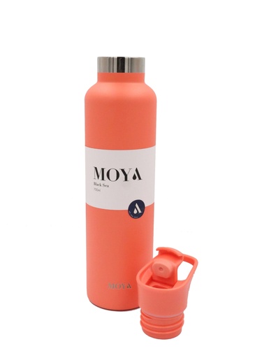 Moya - "Black Sea" 700ml Insulated Sustainable Water Bottle Coral Spout Lid