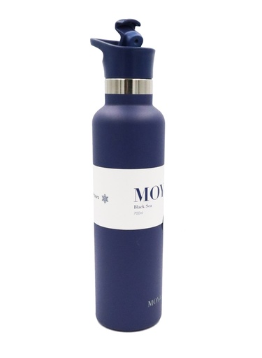 Moya - "Black Sea" 700ml Insulated Sustainable Water Bottle Navy Spout Lid