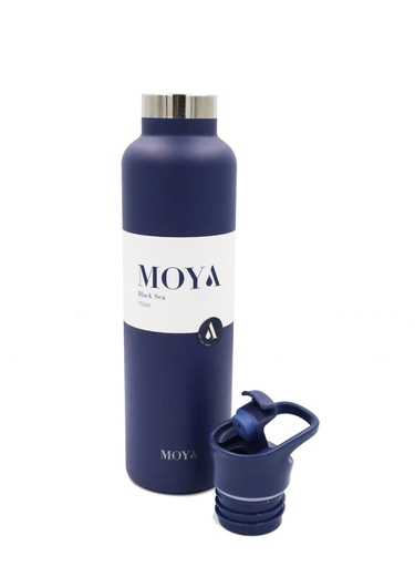 Moya - "Black Sea" 700ml Insulated Sustainable Water Bottle Navy Spout Lid