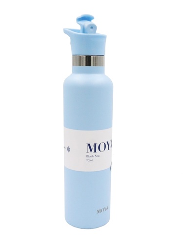 Moya - "Black Sea" 700ml Insulated Sustainable Water Bottle Powder Blue Spout Lid