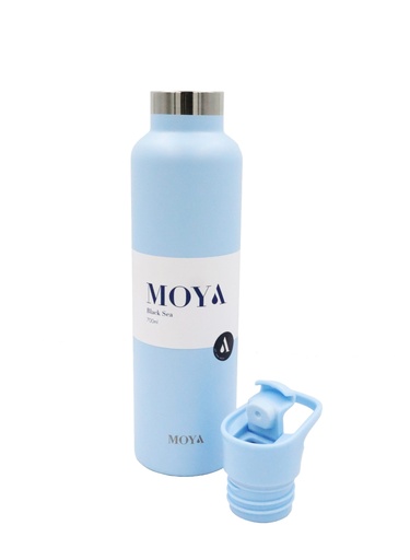 Moya - "Black Sea" 700ml Insulated Sustainable Water Bottle Powder Blue Spout Lid