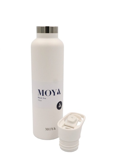 Moya - "Black Sea" 700ml Insulated Sustainable Water Bottle White Spout Lid