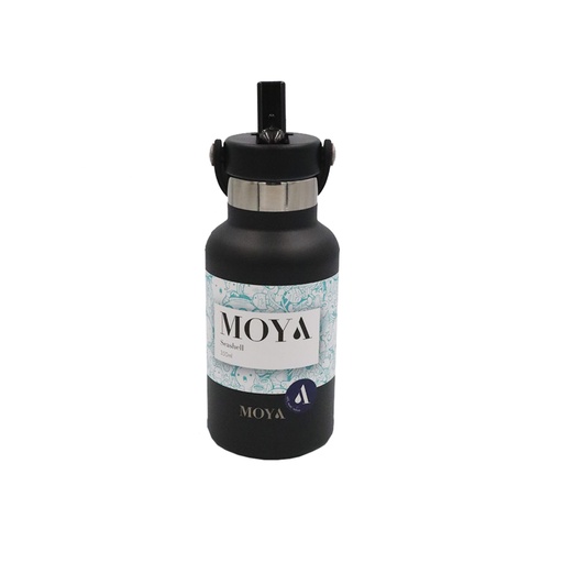 Moya - "Seashell" 350ml Insulated Sustainable Water Bottle Black