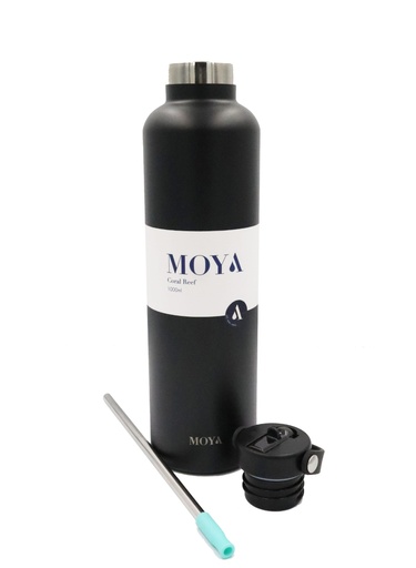 Moya - "Coral Reef" 1L Insulated Sustainable Water Bottle Black