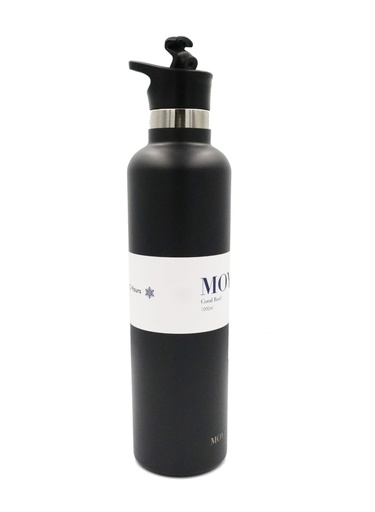 Moya - "Coral Reef" 1L Insulated Sustainable Water Bottle Black Spout Lid