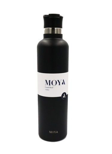 Moya - "Coral Reef" 1L Insulated Sustainable Water Bottle Black Spout Lid