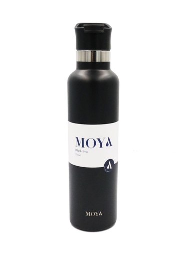 Moya - "Black Sea" 700ml Insulated Sustainable Water Bottle Black Spout Lid