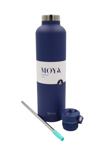 Moya - "Coral Reef" 1L Insulated Sustainable Water Bottle Navy