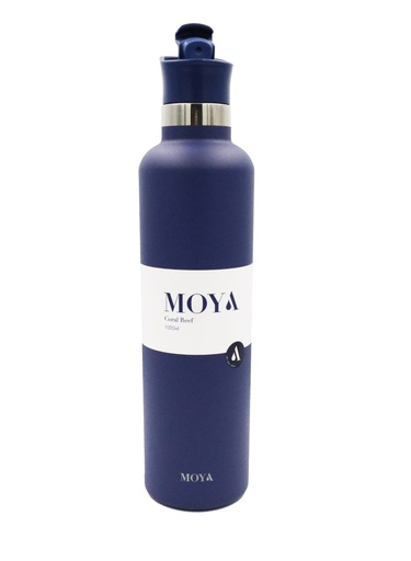 Moya - "Coral Reef" 1L Insulated Sustainable Water Bottle Navy Spout Lid