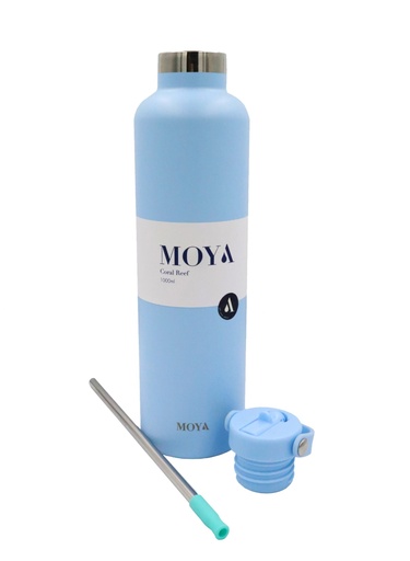 Moya - "Coral Reef" 1L Insulated Sustainable Water Bottle Powder Blue