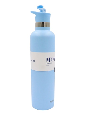 Moya - "Coral Reef" 1L Insulated Sustainable Water Bottle Powder Blue Spout Lid