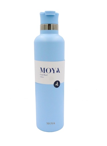 Moya - "Coral Reef" 1L Insulated Sustainable Water Bottle Powder Blue Spout Lid