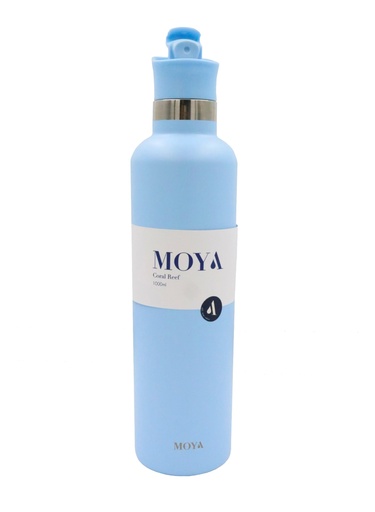 Moya - "Coral Reef" 1L Insulated Sustainable Water Bottle Powder Blue Spout Lid
