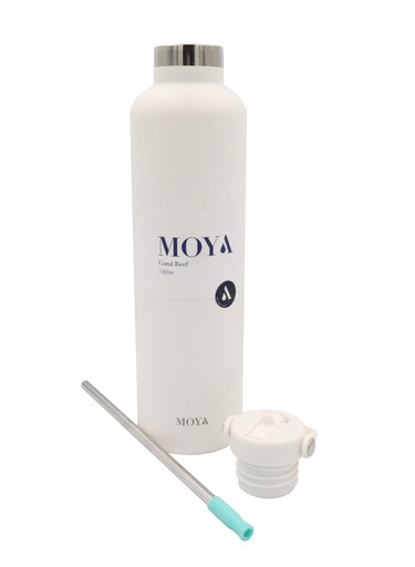 Moya - "Coral Reef" 1L Insulated Sustainable Water Bottle White