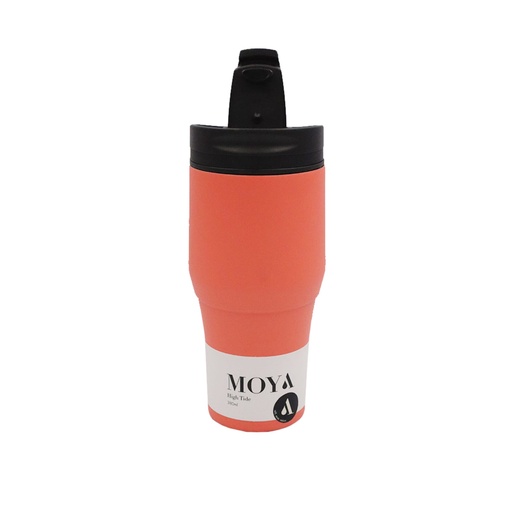 Moya - "High Tide" 380ml Travel Coffee Mug Black/Coral