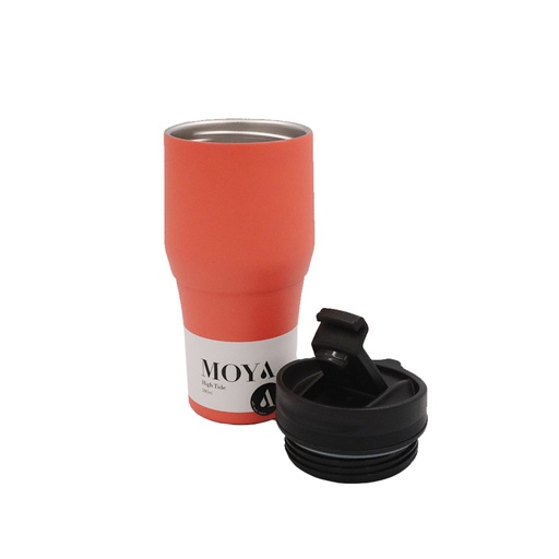 Moya - "High Tide" 380ml Travel Coffee Mug Black/Coral