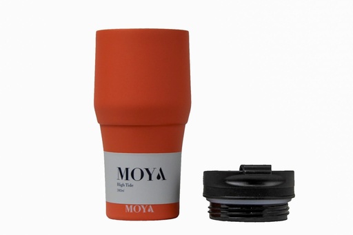 Moya - "High Tide" 380ml Travel Coffee Mug Black/Coral