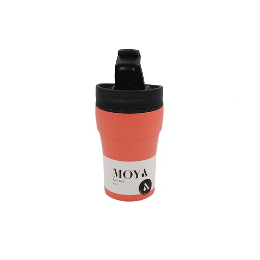 Moya - "Low Tide" 250ml Travel Coffee Mug Black/Coral