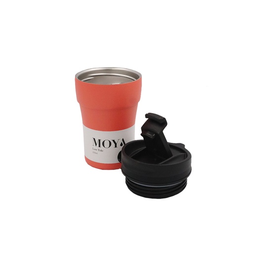 Moya - "Low Tide" 250ml Travel Coffee Mug Black/Coral