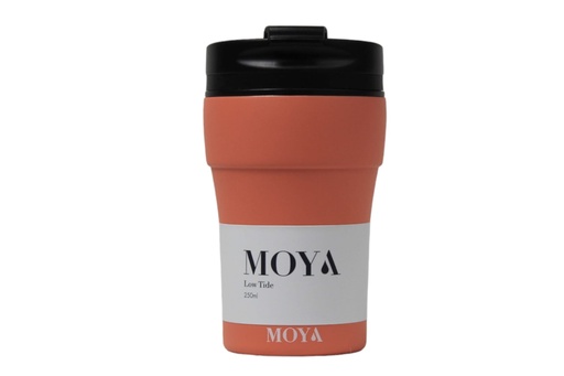Moya - "Low Tide" 250ml Travel Coffee Mug Black/Coral