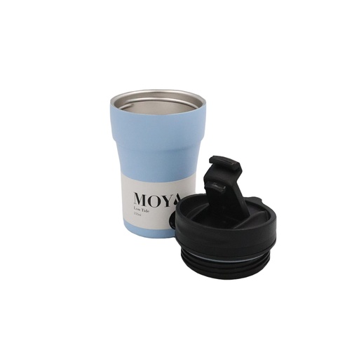 Moya - "Low Tide" 250ml Travel Coffee Mug Black/Powder Blue