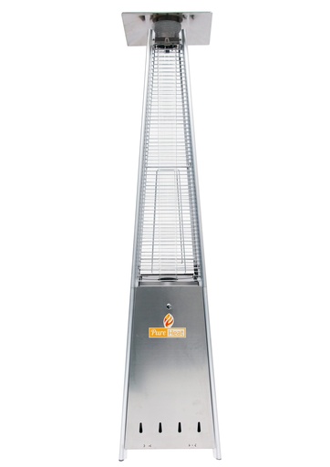 Pure Heat - Pyramid Style Gas Patio Heater In Stainless Steel with wheels