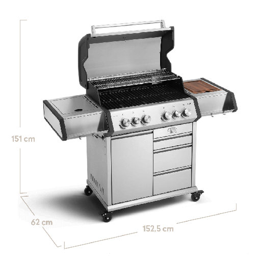 Burnhard - Big EARL - 4-Burner Premium-Gas Grill 2025 with Stainless Steel with Cast Iron Grill Grate
