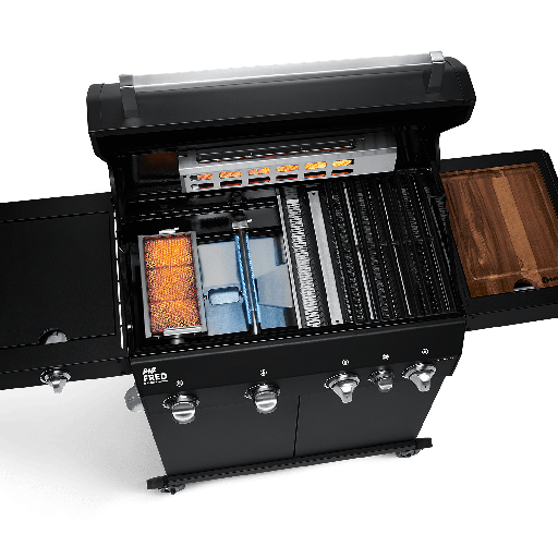Burnhard - Big FRED - 4-Burner Gas Grill Deluxe Black Edition - Series 3 with Cast Iron Grate
