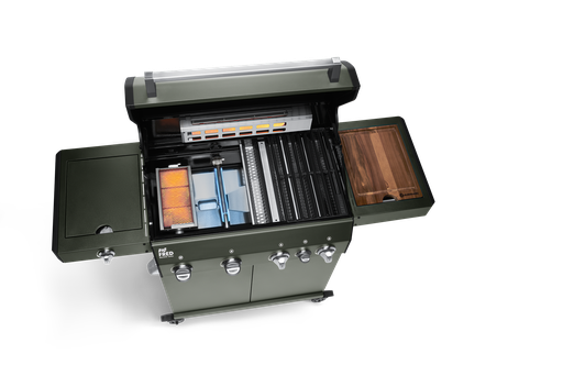 Burnhard - Big FRED - Deluxe Gas Grill 4-Burner Green Edition - CastGrates