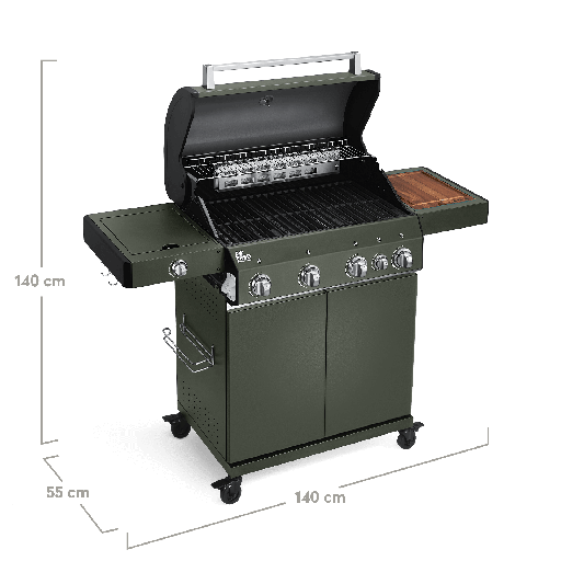 Burnhard - Big FRED - Deluxe Gas Grill 4-Burner Green Edition - CastGrates