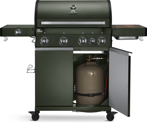 Burnhard - Big FRED - Deluxe Gas Grill 4-Burner Green Edition - Stainless Steel Grates