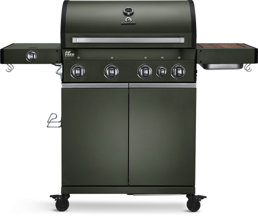 Burnhard - Big FRED - Deluxe Gas Grill 4-Burner Green Edition - Stainless Steel Grates