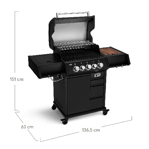 Burnhard - EARL - 3-Burner Premium-Gas Grill 2025 Stainless Steel with Cast Iron Grill Grate