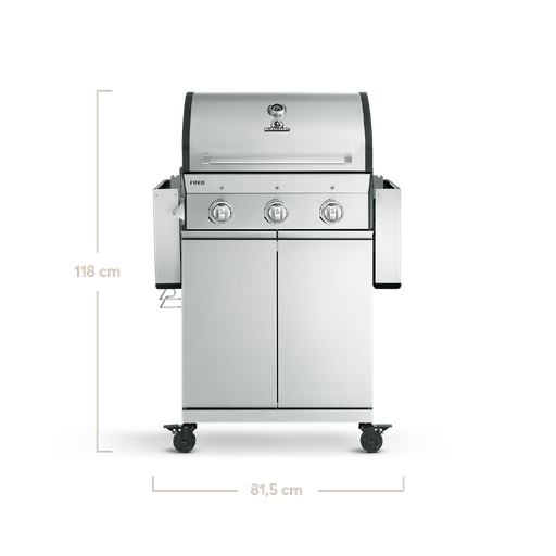 Burnhard - FRED - 3-Burner Gas Grill Basic Edition - Series 3 Stainless Steel with Stainless Steel Grate