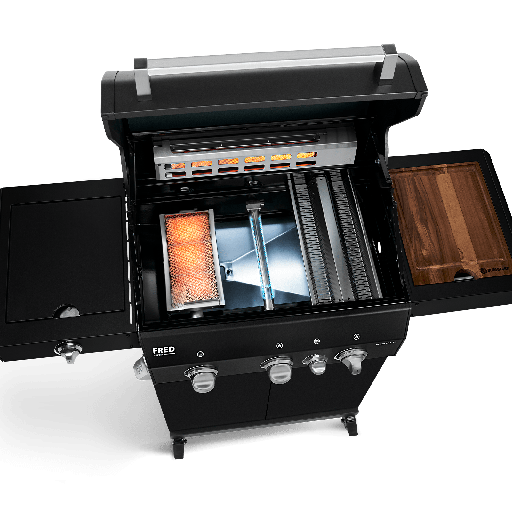 Burnhard - FRED - 3-Burner Gas Grill Deluxe Black Edition - Series 3 with Cast Iron Grate