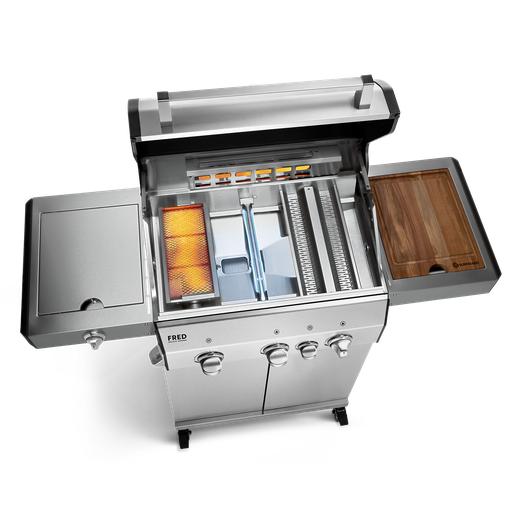 Burnhard - FRED - 3-Burner Gas Grill Deluxe Stainless Steel - Series 3 with Stainless Steel Grate