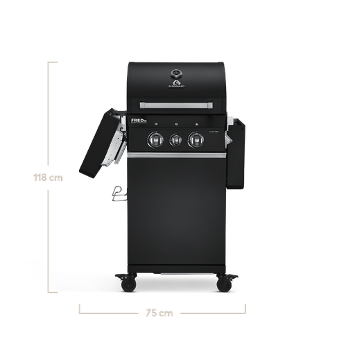 Burnhard - FRED Jr. - 2-Burner Gas Grill Black Edition - Series 3 with Cast Iron Grate
