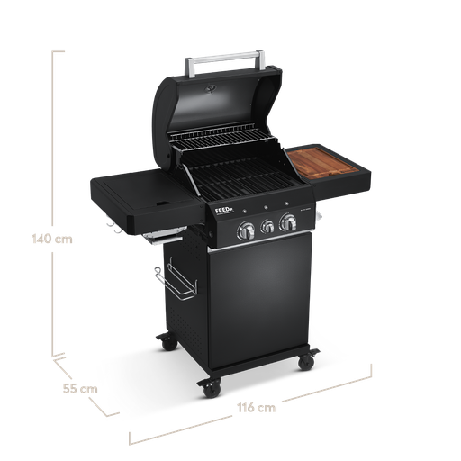 Burnhard - FRED Jr. - 2-Burner Gas Grill Deluxe Black Edition - Series 3 with Stainless Steel Grate