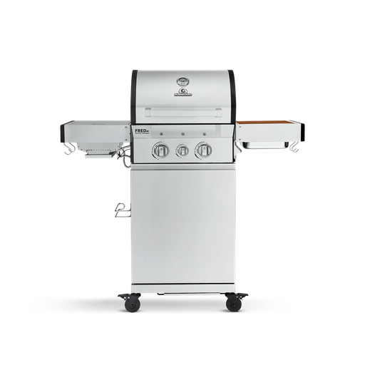 Burnhard - FRED Jr. - 2-Burner Gas Grill Deluxe Stainless Steel - Series 3 with Cast Iron Grate