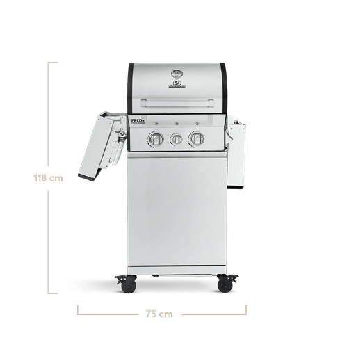 Burnhard - FRED Jr. - 2-Burner Gas Grill Deluxe Stainless Steel - Series 3 with Stainless Steel Grate