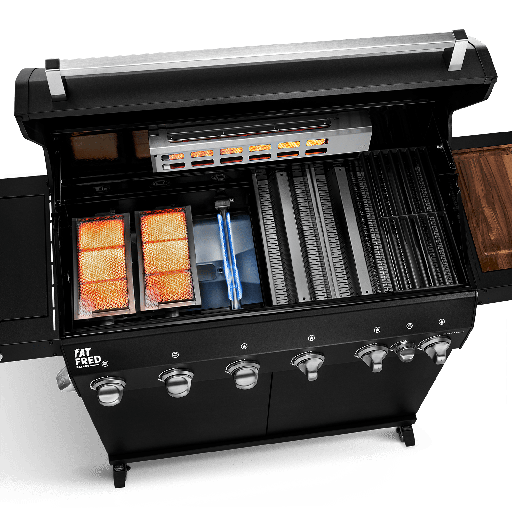 Burnhard - Fat FRED - 6-Burner Gas Grill Deluxe Black Edition - Series 3 with Stainless Steel Grate