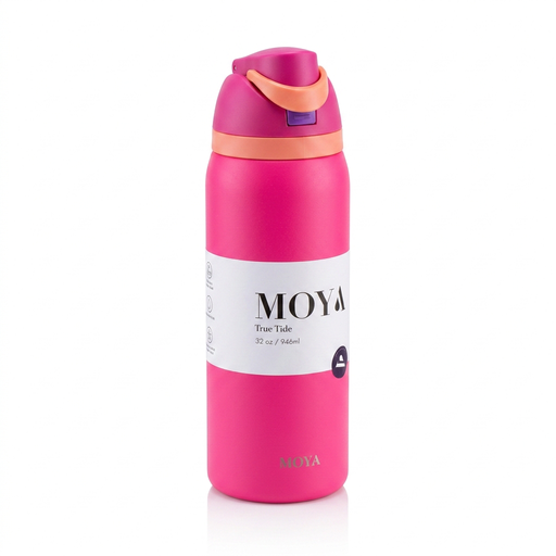 Moya - "True Tide" 32oz Insulated Sustainable Water Bottle Hot Pink