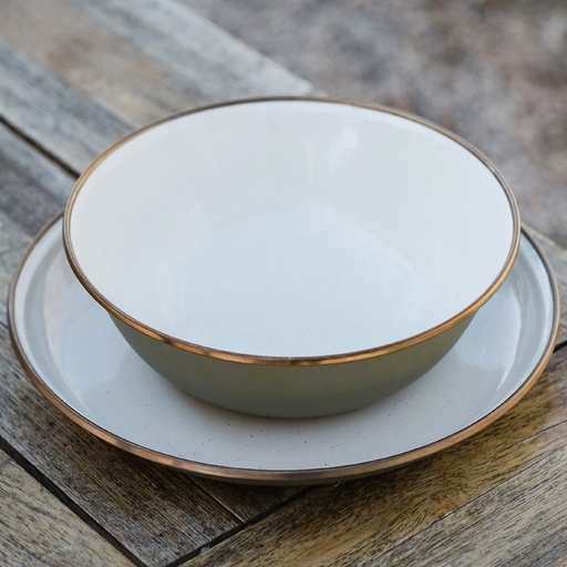 Barebones - Enamel 2-Tone Deep Plate Set - Olive Drab